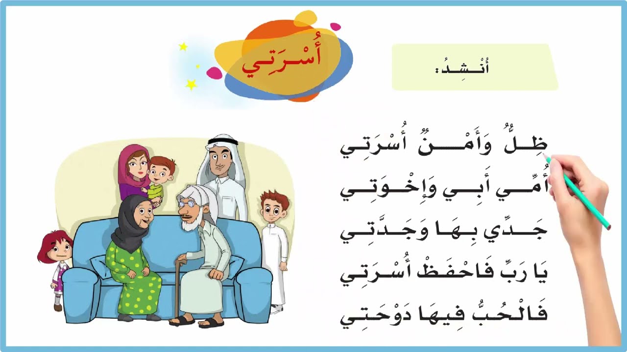 نشيد اسرتي للصف الاول | نشيد اسرتي للصف الاول الابتدائي مكرر | لغتي | المناهج السعودية| اناشيد اطفال