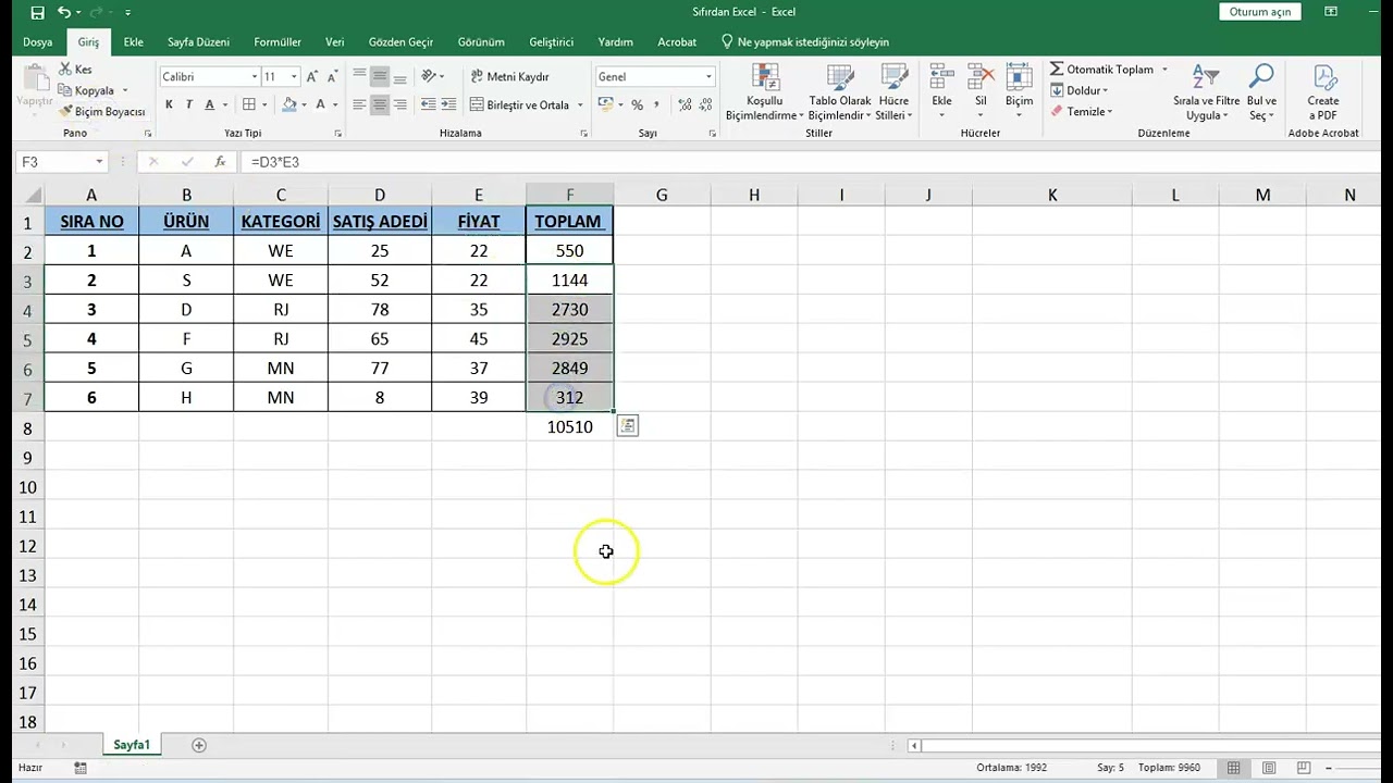 Excel 8 dakikada temel fonksiyonlar serisi
