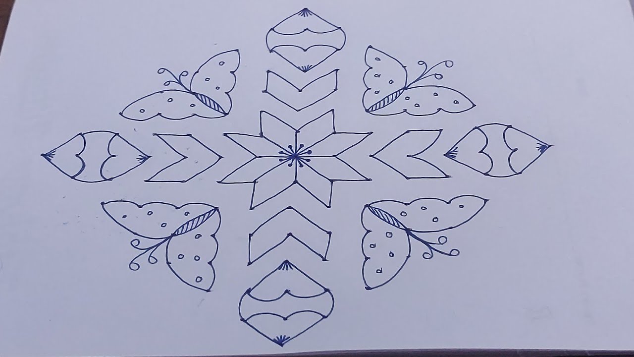 Simple Rangoli Designs ll 15 - 1 straight dots Chukkala Muggulu ll Easy Festival Rangoli Muggulu....