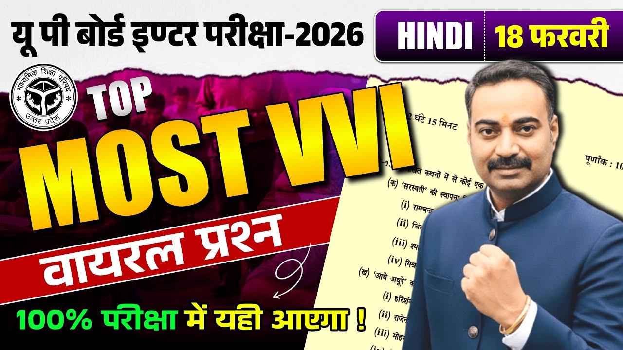 UP Board Class 12 Hindi 50+ VVI Questions 2026 | यहीं से आएगा! 100% Guaranteed