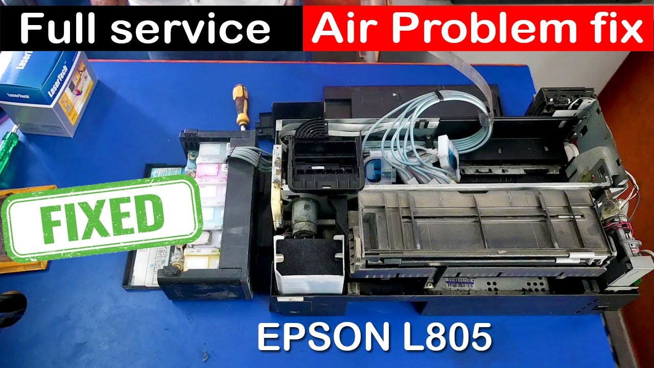 Epson L805 Printer Full Service and ink refiling and ink air Problem Fix #colourprinter
