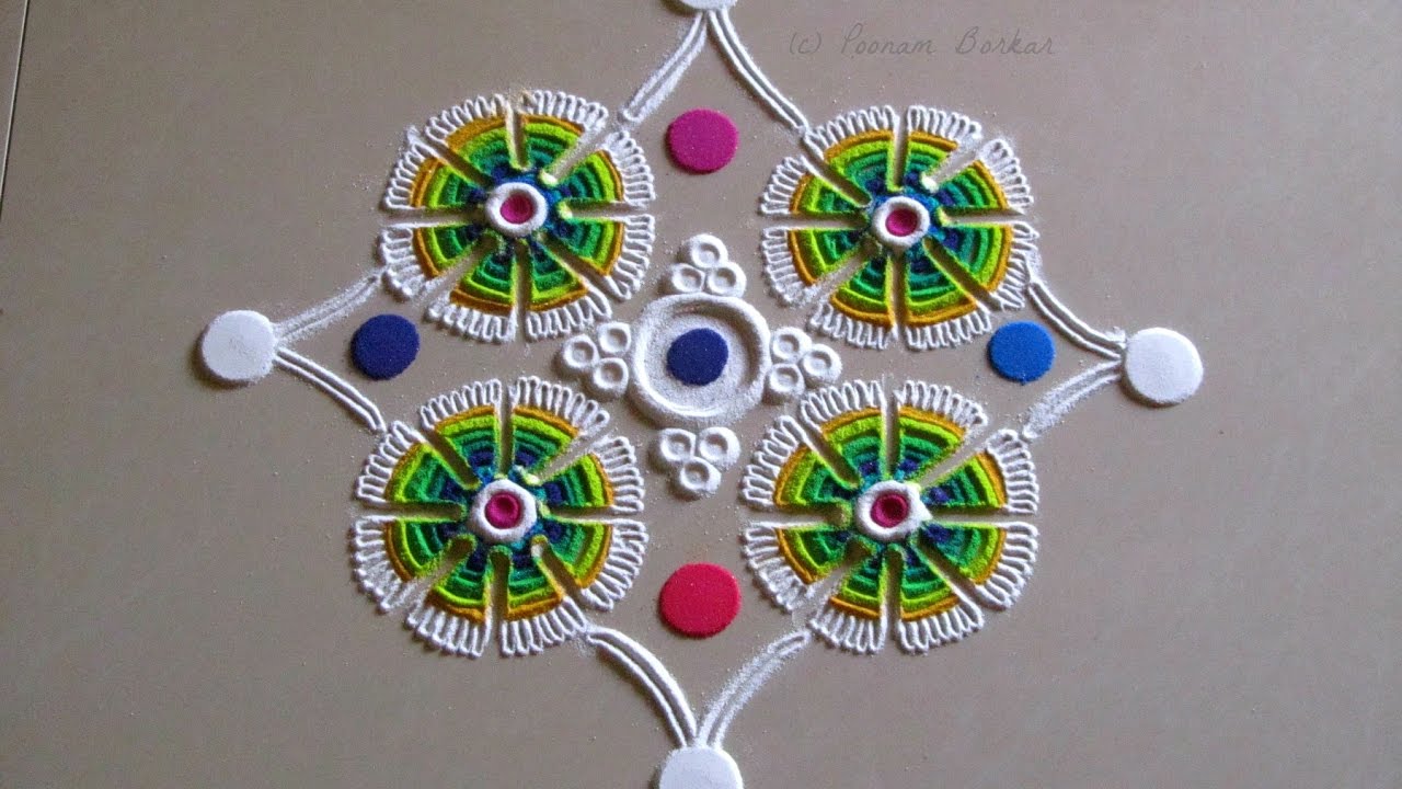 Small, easy and quick rangoli design | Innovative rangoli designs by Poonam Borkar