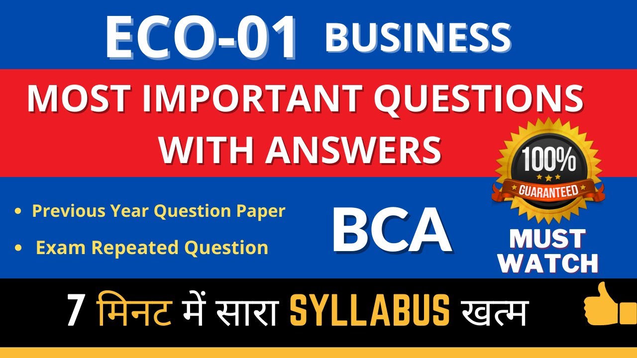 ECO-01 | Important Questions with Answer | Business | BCA | IGNOU | All Blocks By ISM