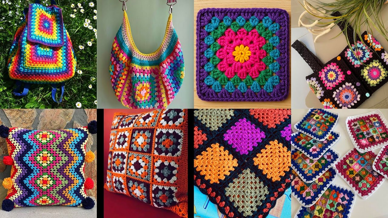 Marvellous & Attractive Granny Square Free Crochet Items patterns/Eassy Knitting qurassiya 