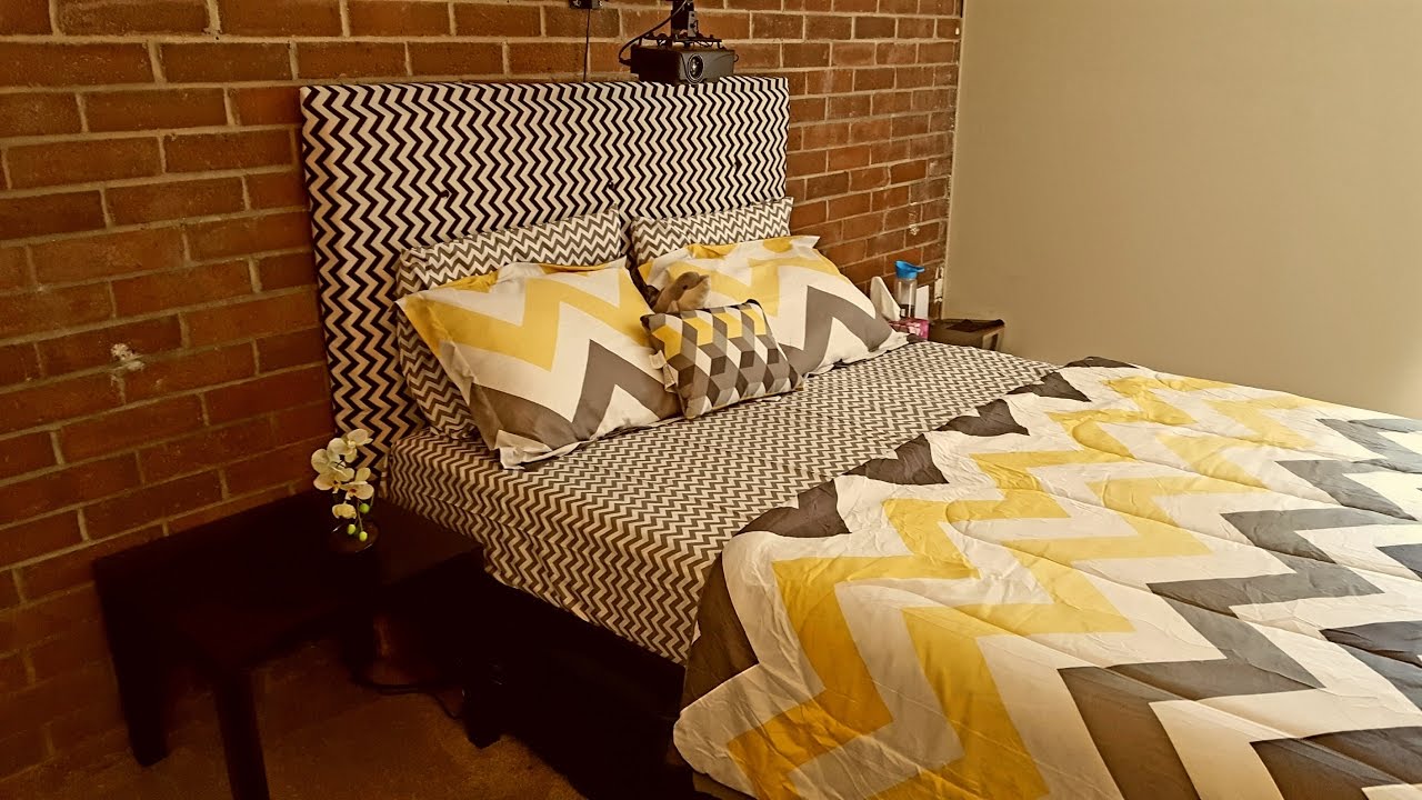 Custom cardboard tufted headboard | cardboard boxes to headboard | how to make your own headboard