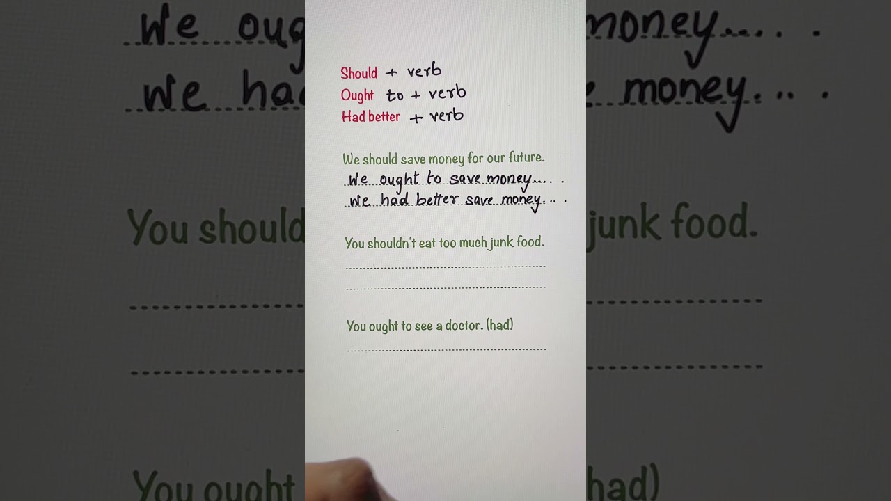 Modal Verbs - Should, Ought to, had better. #english