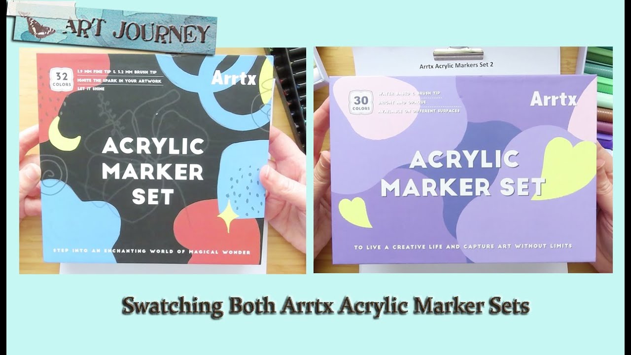Swatching Both Sets of Arrtx Acrylic Paint Marker Pens