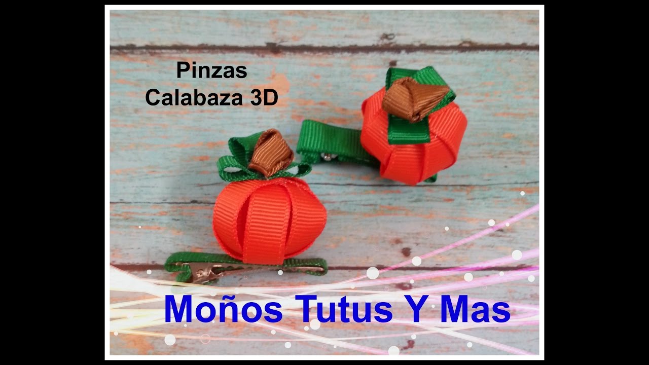 CALABAZA CON LISTON Paso a Paso 3D PUMPKIN HAIR CLIP Tutorial DIY How To PAP Video 131