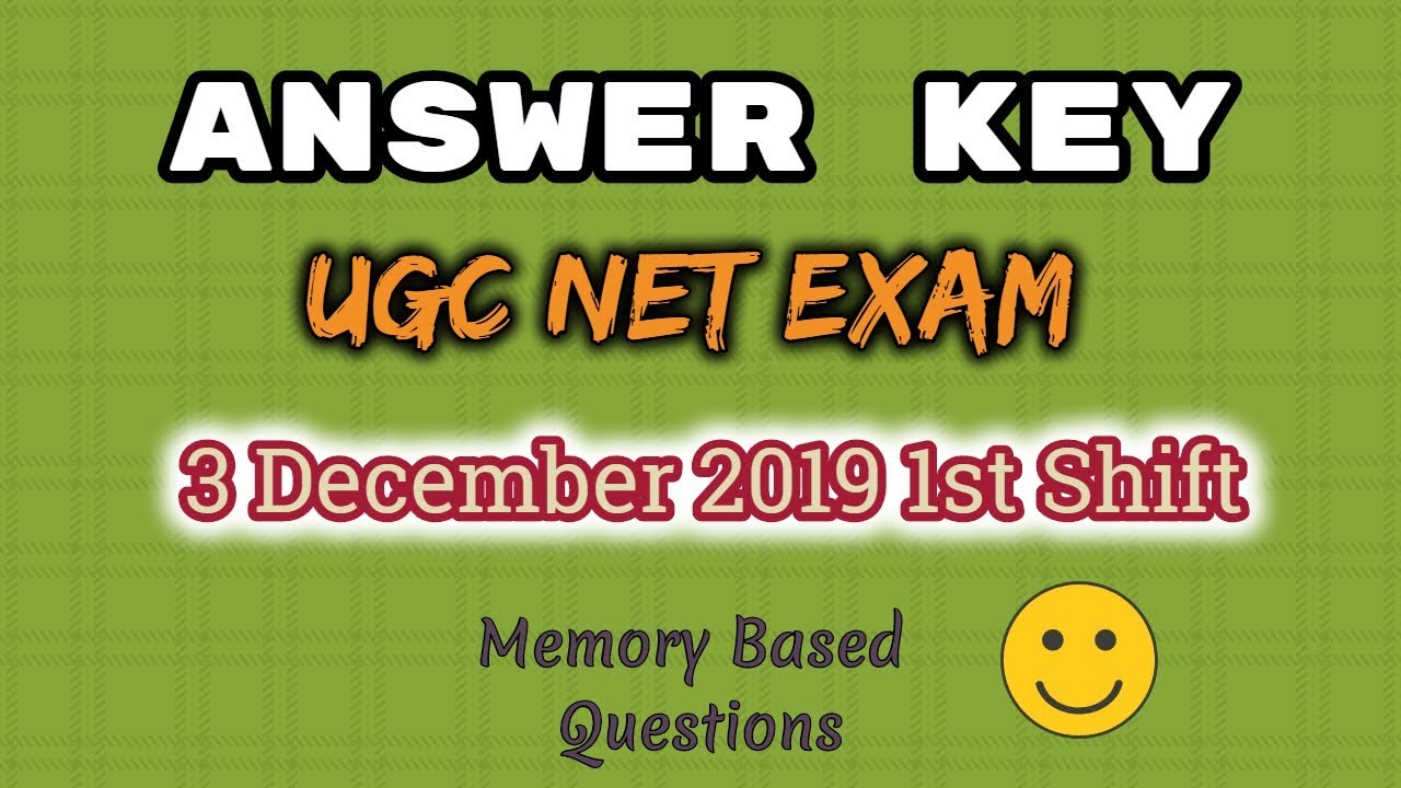 Answer Key 3rd December 2019 1st Shift UGC NET EXAM | Quick Discussion ✍️