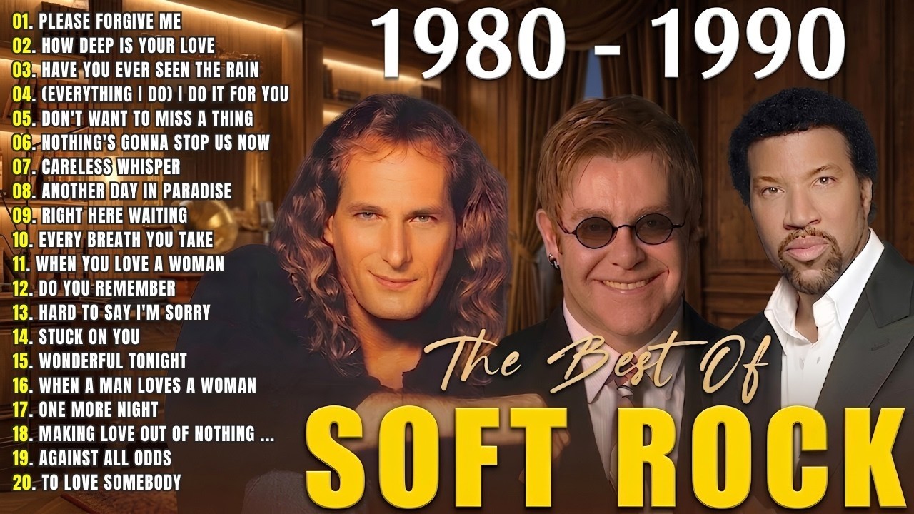 Soft Rock Love Songs 70s 80s 90s 🎸🎧 Bryan Adams, Aerosmith, George Michael, Bee Gees, Phil Collins