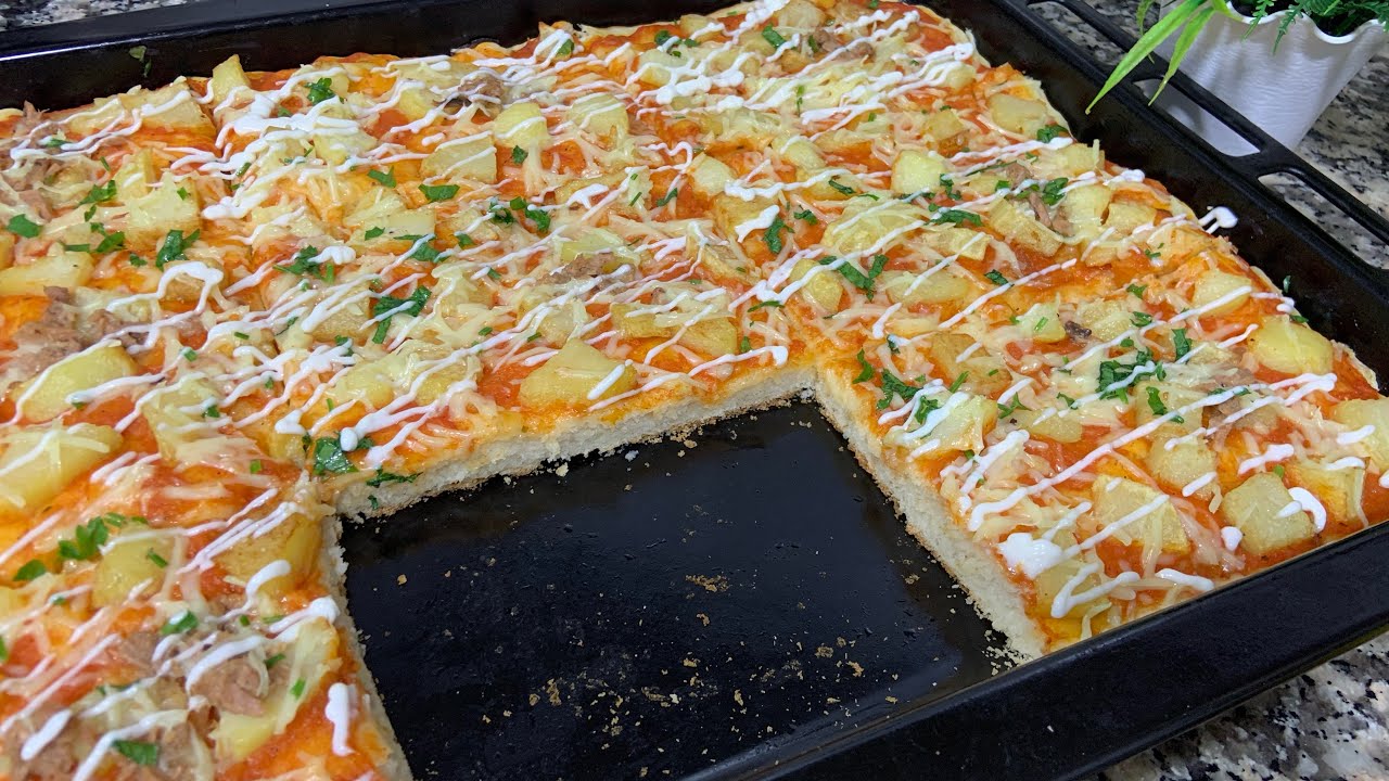 بيتزا كاري 🍕 خفيفة روعة فالبنة 