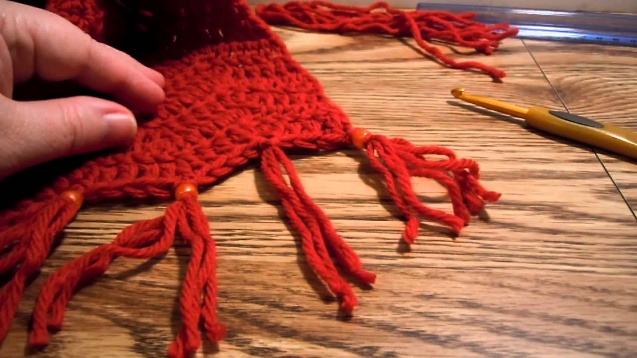 Simple Tassel & Bead Edging on Scarf