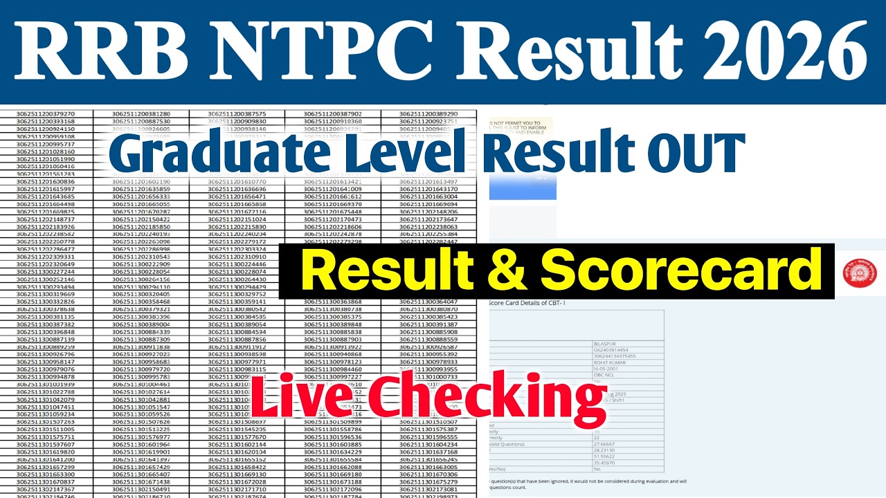 RRB NTPC Graduate Result 2026 OUT | RRB NTPC Result 2026 Kaise Check Kare, RRB NTPC Scorecard 2026