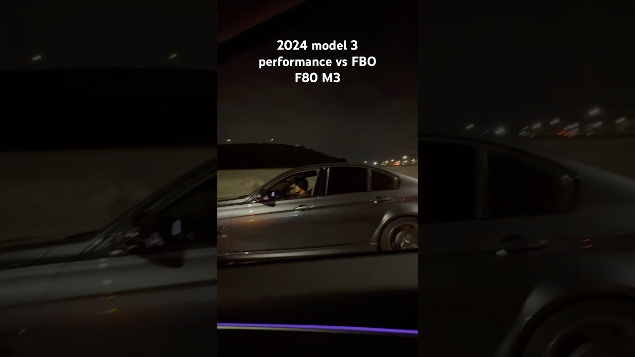 2024 model 3 performance VS FBO F80 M3 #bmw #m3 #F80 #tesla #model3performance #race #fast #rollrace