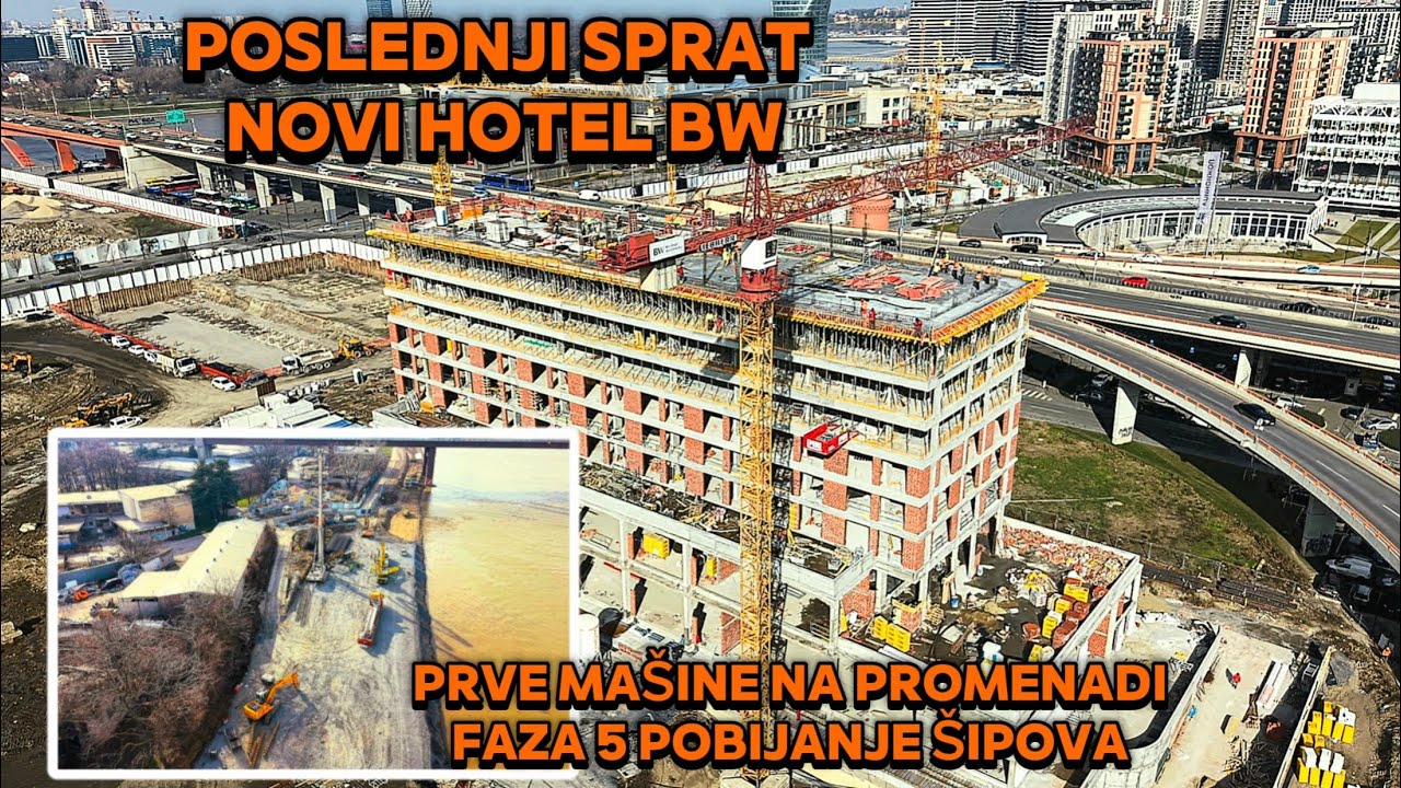 NOVA PROMENADA BW,POCELA IZGRADNJA FAZE 5(PRVI SIPOVI)NOVI HOTEL ZAVRSNI SPRAT, RADOVI GAZELA-SAJAM