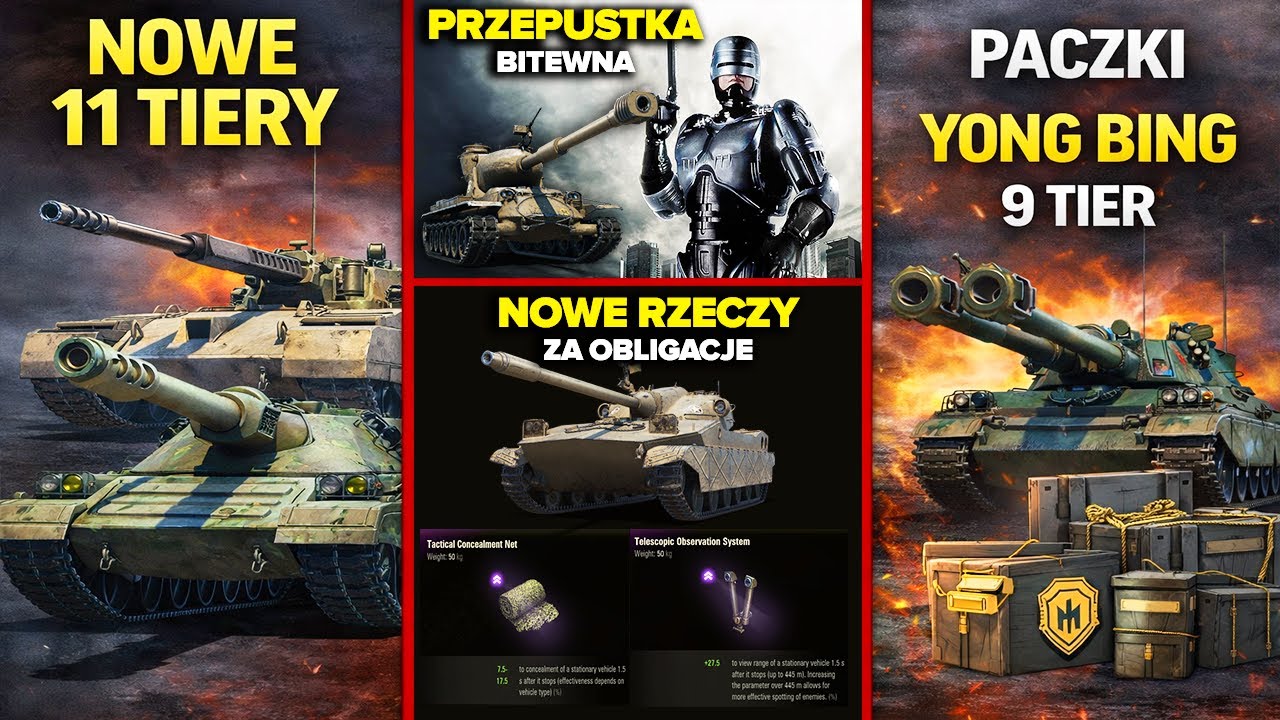 NOWE 11 TIERY, PRZEDMIOTY za OBLIGACJE, PACZKI i PRZEPUSTKA BITEWNA z RoboCop !!!