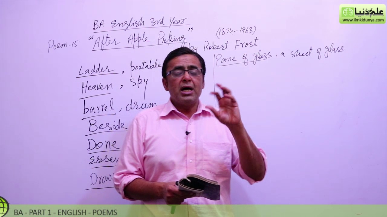 BA poem After Apple Picking, Lec 1 - BA Part 1 - BA English Book 1 Poem PU