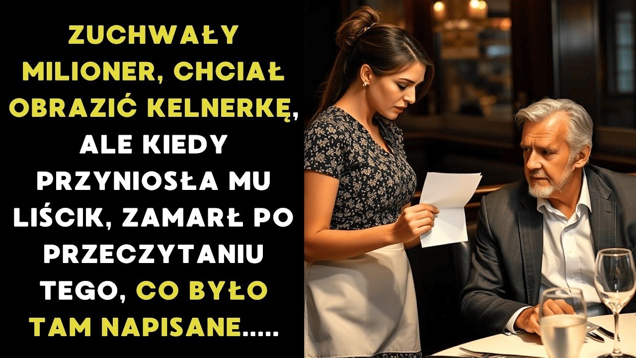 ZUCHWAŁY MILIONER, CHCIAŁ UPOKORZYĆ KELNERKĘ, A GDY TA PRZYNIOSŁA MU LIŚCIK, CZYTAJĄC GO ZAMARŁ