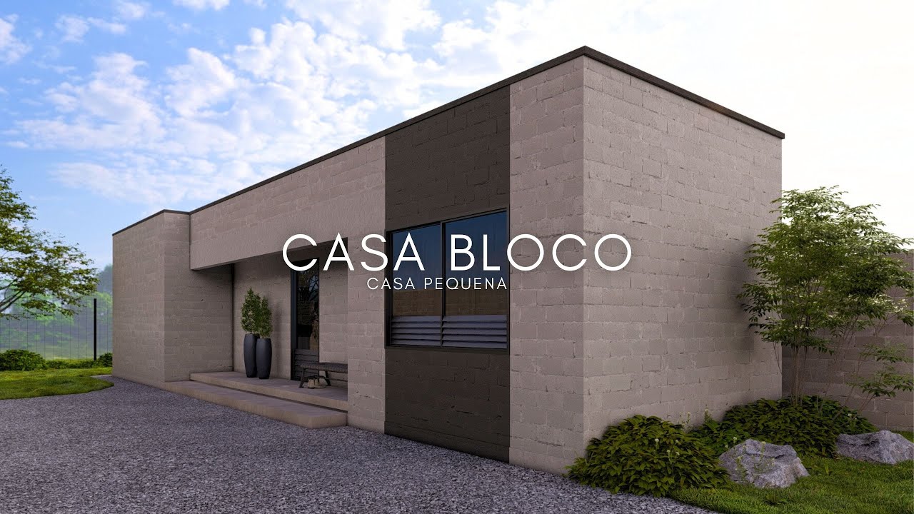 Casa Pequena de Bloco Estrutural: Baixo Custo 56m² - Moderna e Aconchegante