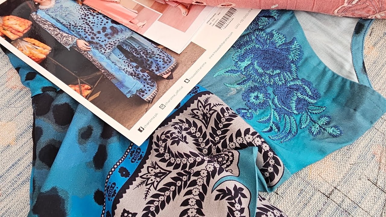 Printed staple and karandi suit with organza patche and embroidery/ suit for cold weather 