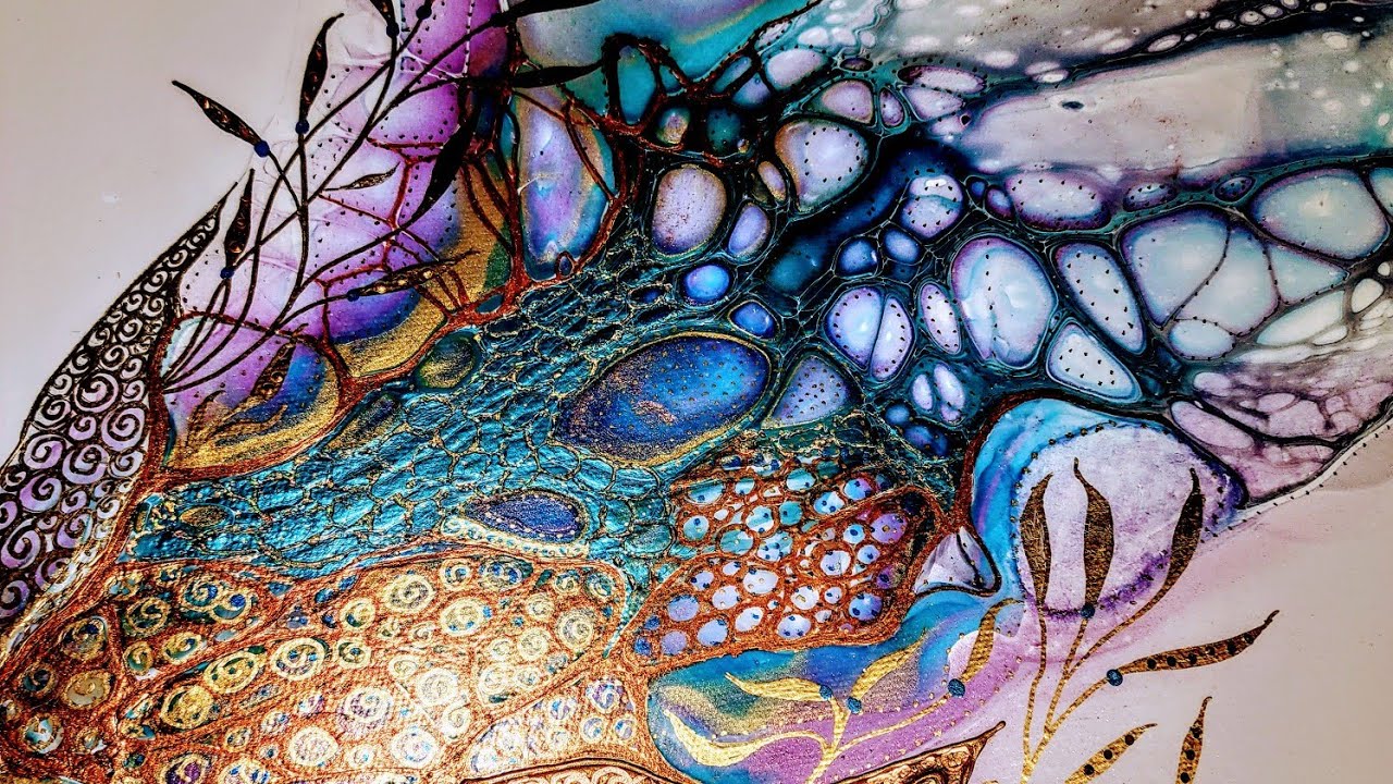 'Alyssa' Gorgeous Embellished Bloom #fluidart  #acrylicpouring #abstractart