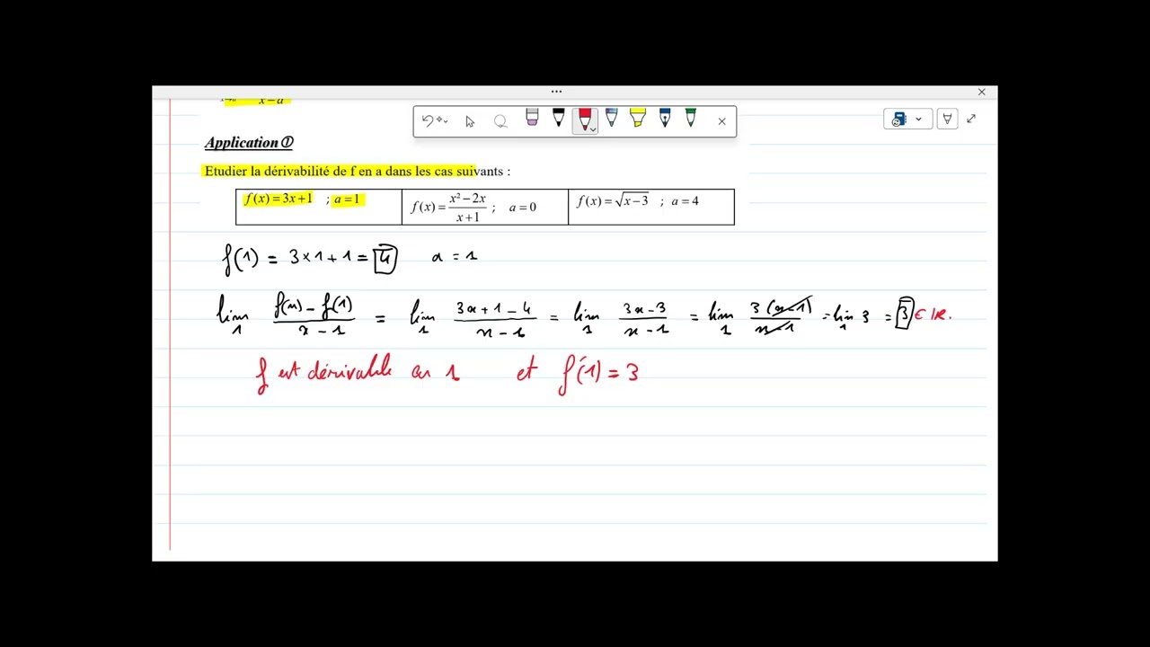 La Dérivation (Partie 1) : Dérivabilité en un point (1ère BAC)