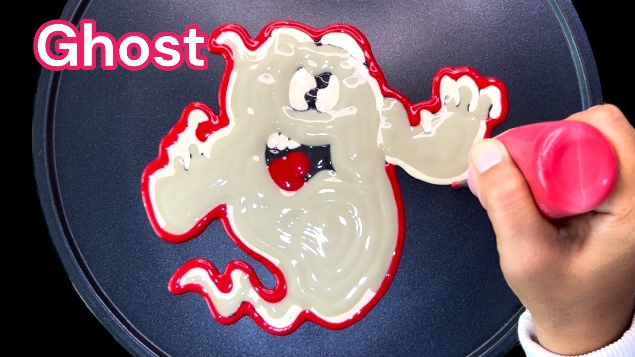How to draw Ghost Pancake - Ghost Cartoon, Funny Cartoon, Pancake Art @rainbowpancakeart