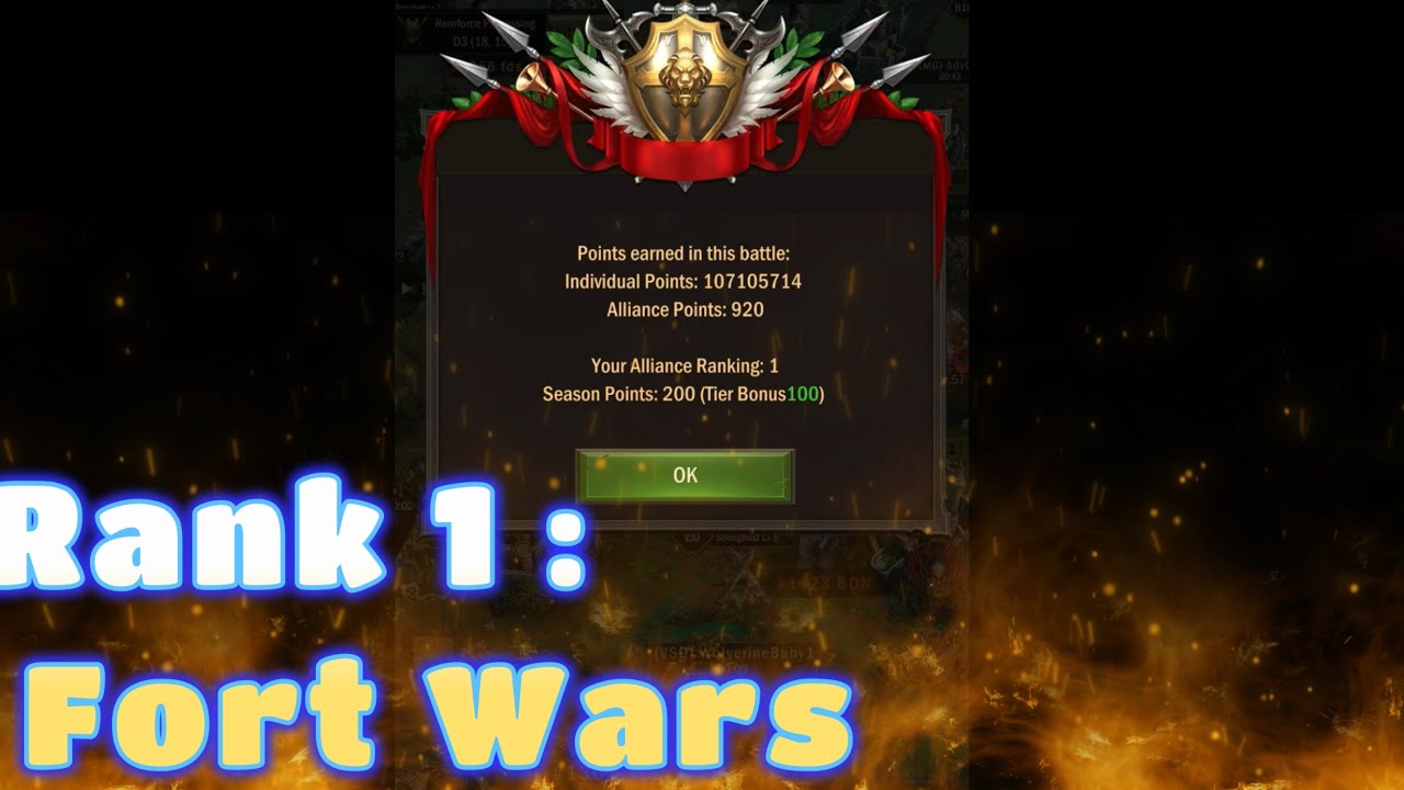 War and order : we got Rank 1 in fort wars !