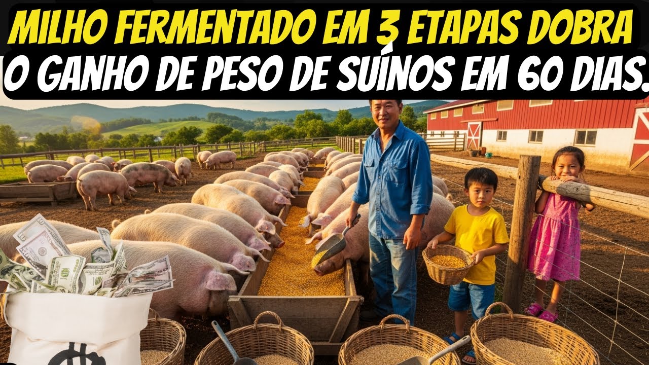 Milho fermentado em 3 etapas dobra o ganho de peso de suínos em 60 dias.