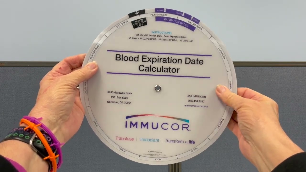 Immucor Blood Expiration Date Calculator by SpinSlidePop!