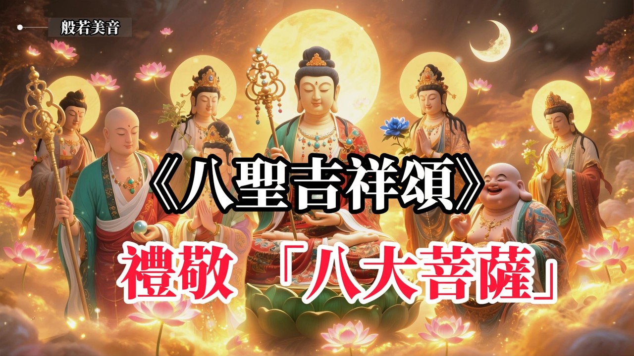 《八聖吉祥頌 》八大菩薩 佛光普照， 滿願成就，所求如願，菩薩慈悲護眾生 #觀音菩薩 #普賢菩薩 #觀世音菩薩  #地藏菩薩 #文殊菩薩 #八大菩薩