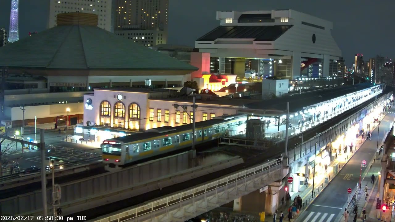 東京ライブカメラ 4K | 両国・相撲の街 | 伝統ある下町風景 | 2026-02-17