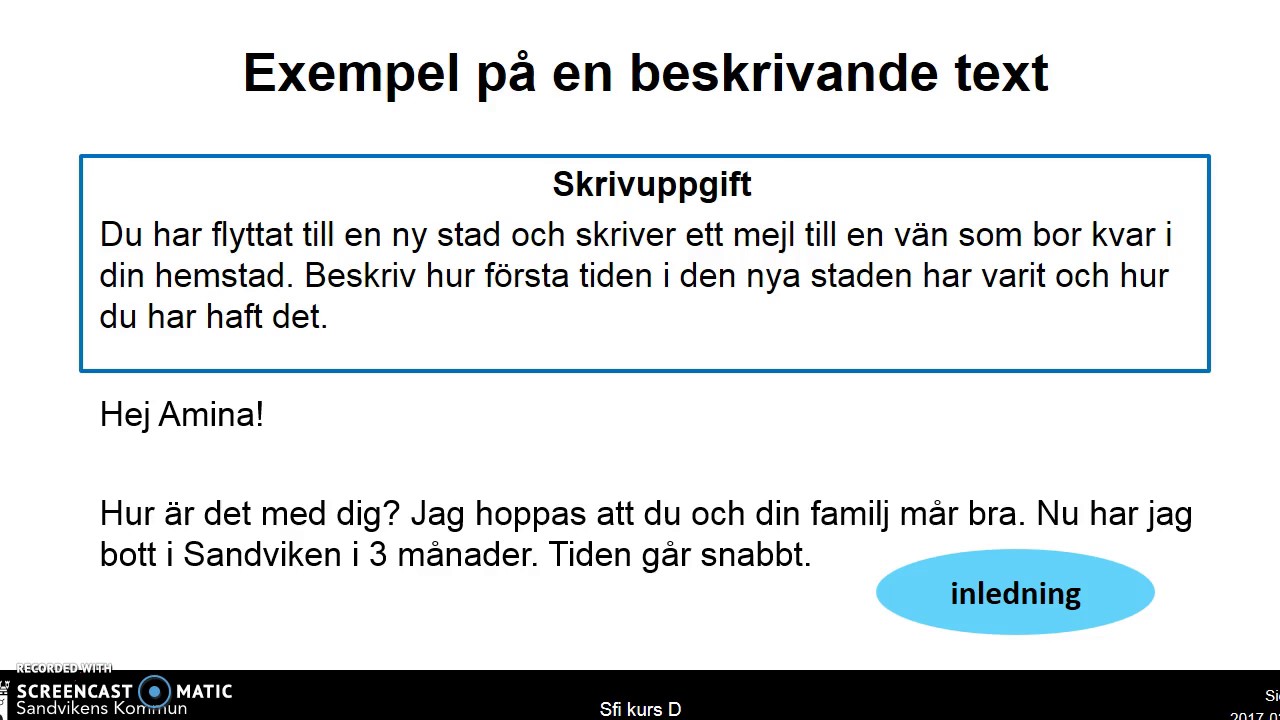 Beskrivande text - Sfi kurs D