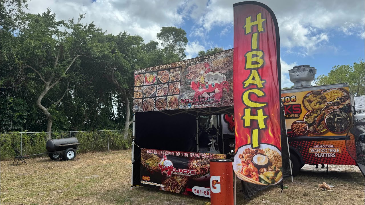 Tent and banner set up for an event.