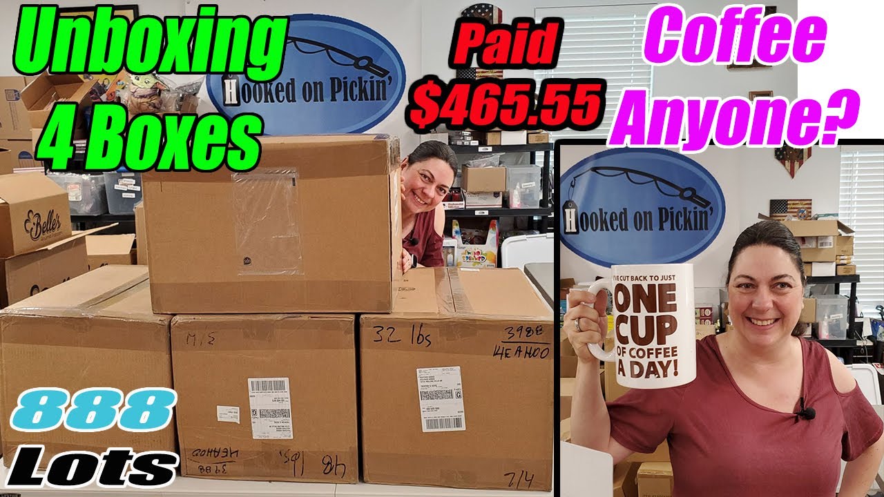 888 Lots Unboxing 4 Boxes of Surprises - Paid $465.55 - Anyone want Coffee? - Online Reselling