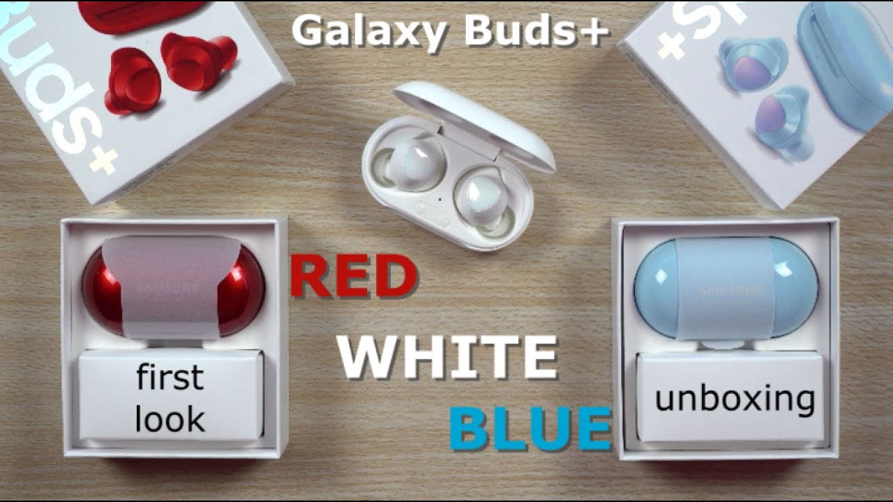 RED Galaxy Buds+ (Plus) Unboxing and FIRST LOOK (also Cloud Blue)