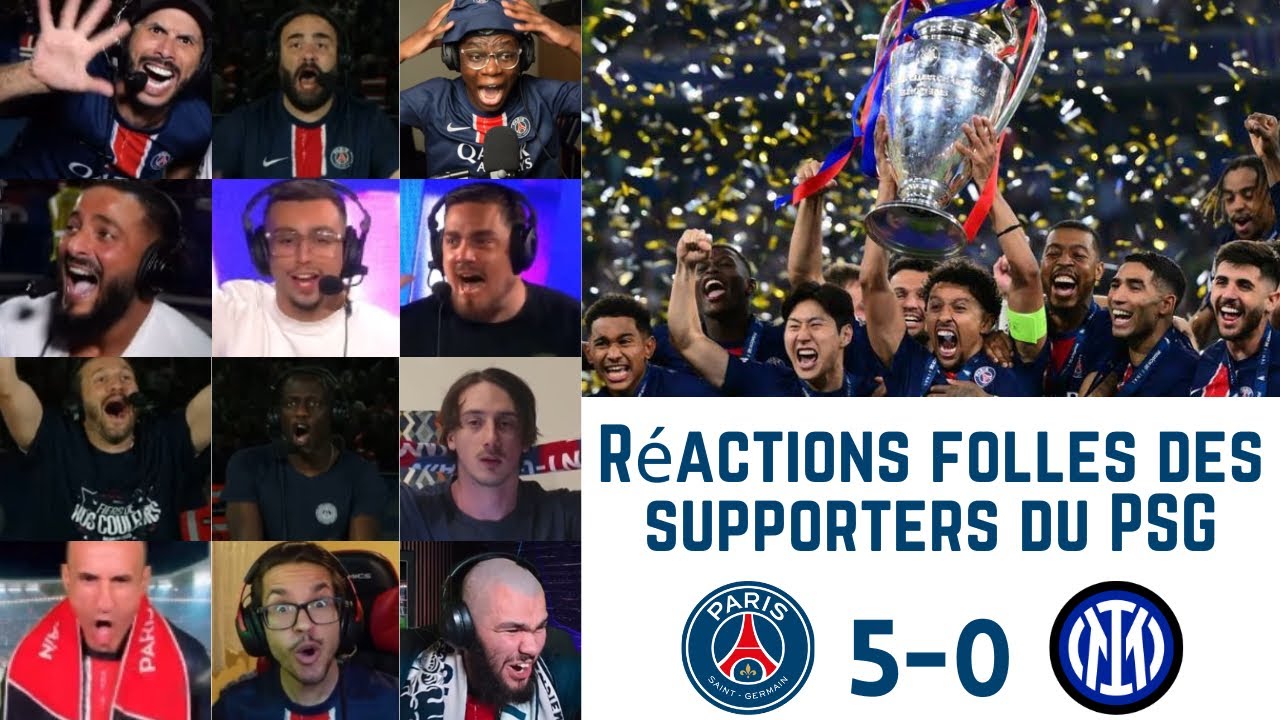 Réactions folles des fans du PSG après avoir écrasé l’Inter 5-0 en finale de la Ligue des champions.