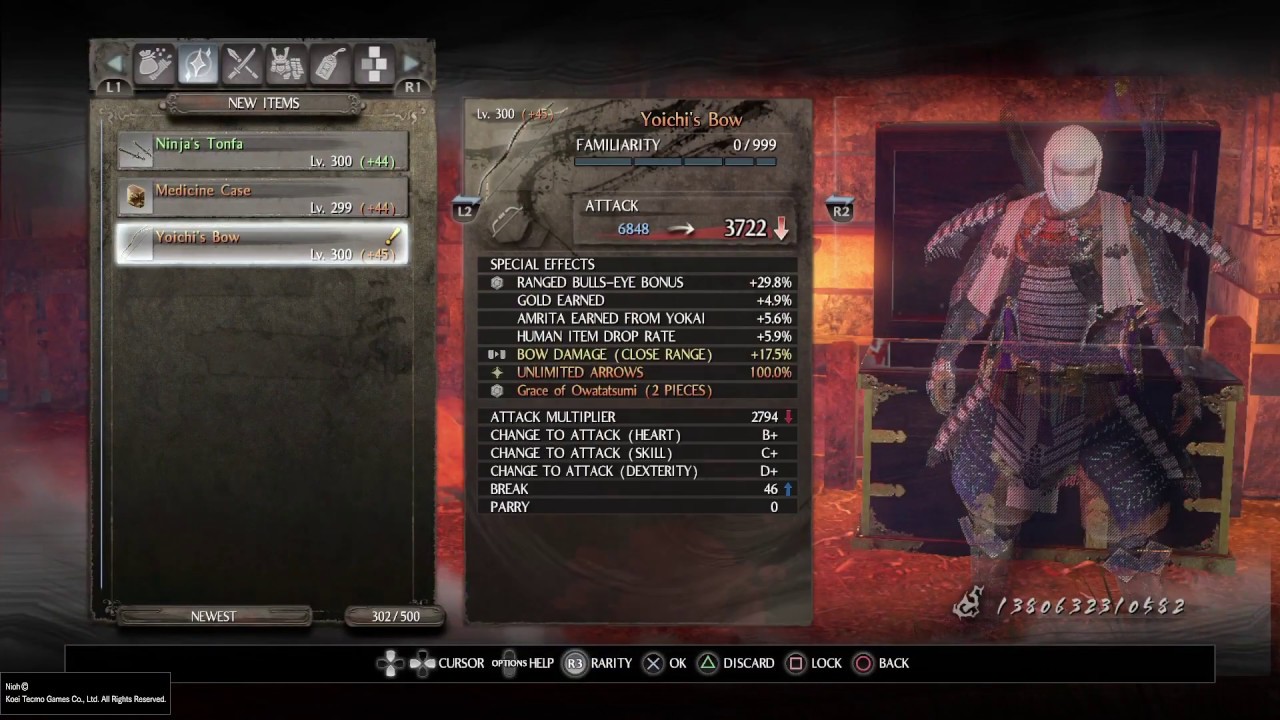 Nioh: Unlimited Arrows bow farming - Izanagi, Susano, Amaterasu, Futsunishi, Oyamatsumi, and more...
