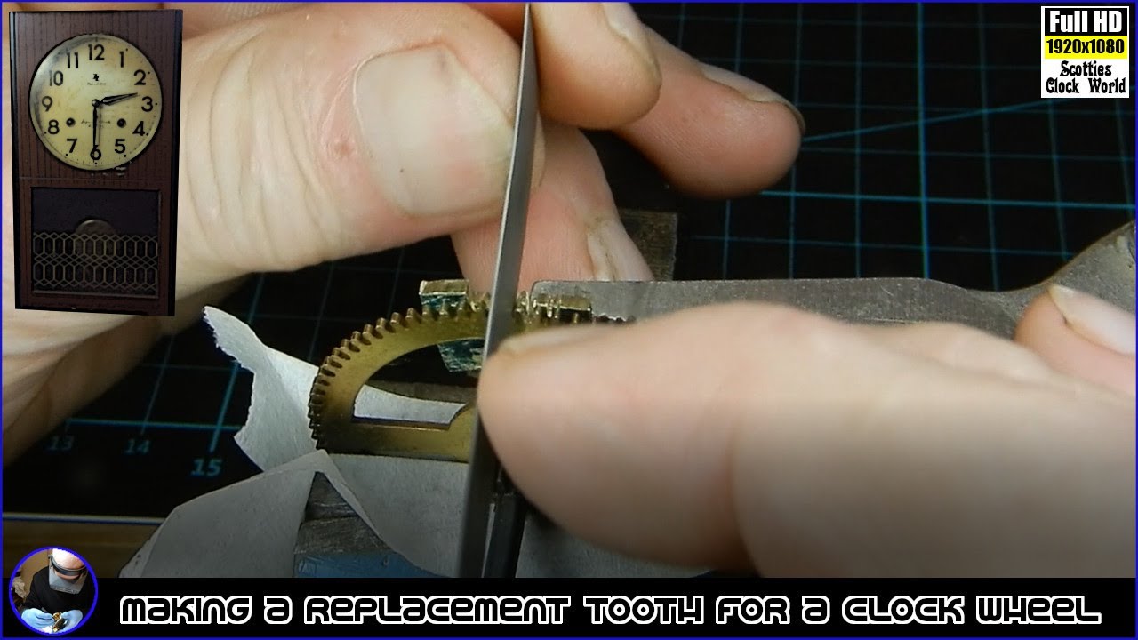 Japanese 40 day wall clock service and repair - making a replacement tooth