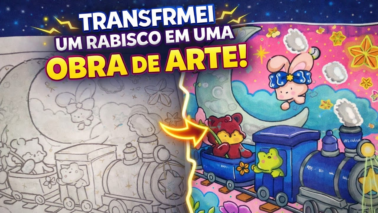 Vocês ja viram uma locomotiva feita de sonhos ? Vem ver como ficou ! Colorindo Dreamy Fuzzy 
