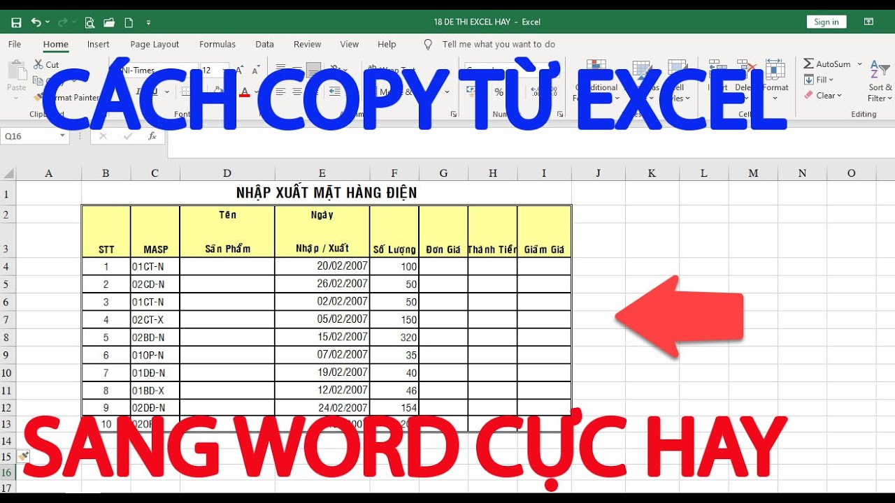 Cách copy từ excel sang word cực hay