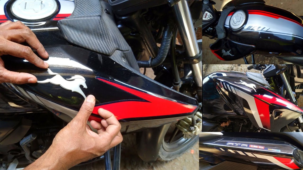 Changing Old Apache RTR 160 Body Graphic Sticker And Horse 3D Logo | Black BS6 Sticker | New Model