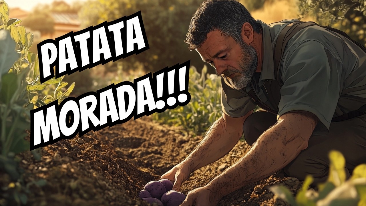 Patata morada Vitelotte 🌱 Cómo cultivarla paso a paso + producción real en huerto