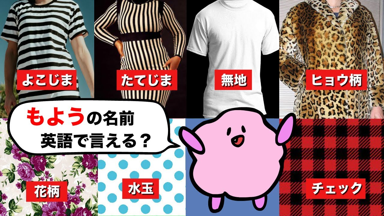 【意外に言えない】模様・柄の名前、英語で言えるかな？たてじま・よこじま・ヒョウ柄・花柄・チェック・無地など、日常でよく使う模様のボキャブラリーを練習しよう！ 大人のフォニックス[#452]