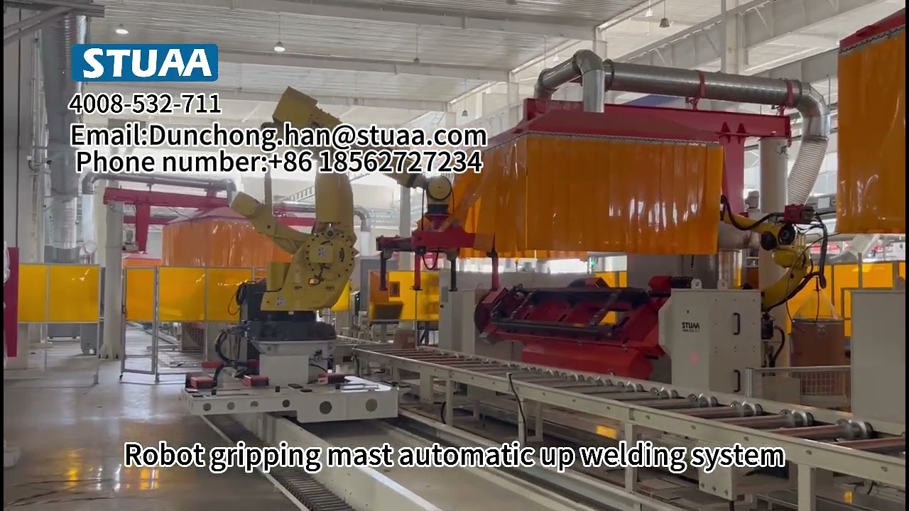 Forklift mast assembly point and welding production line