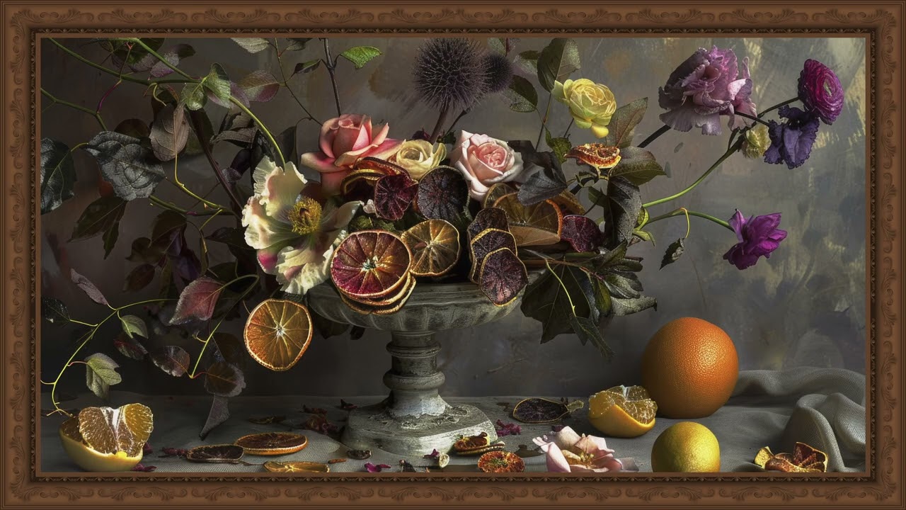 NEW TV At Screensaver for background ambiance | Floral Painting set to relaxing music | 30 Mins