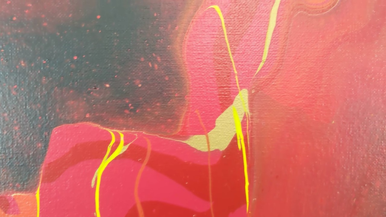 Overpowered Black Swipes over Red Abstract Acrylic Pour