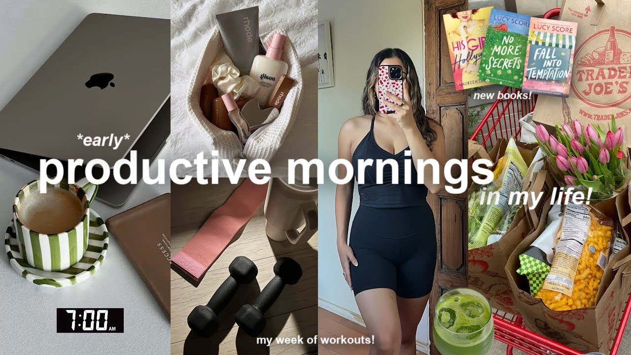 PRODUCTIVE mornings in my life!☕️ 7am healthy & realistic days, new books, wellness & working out!