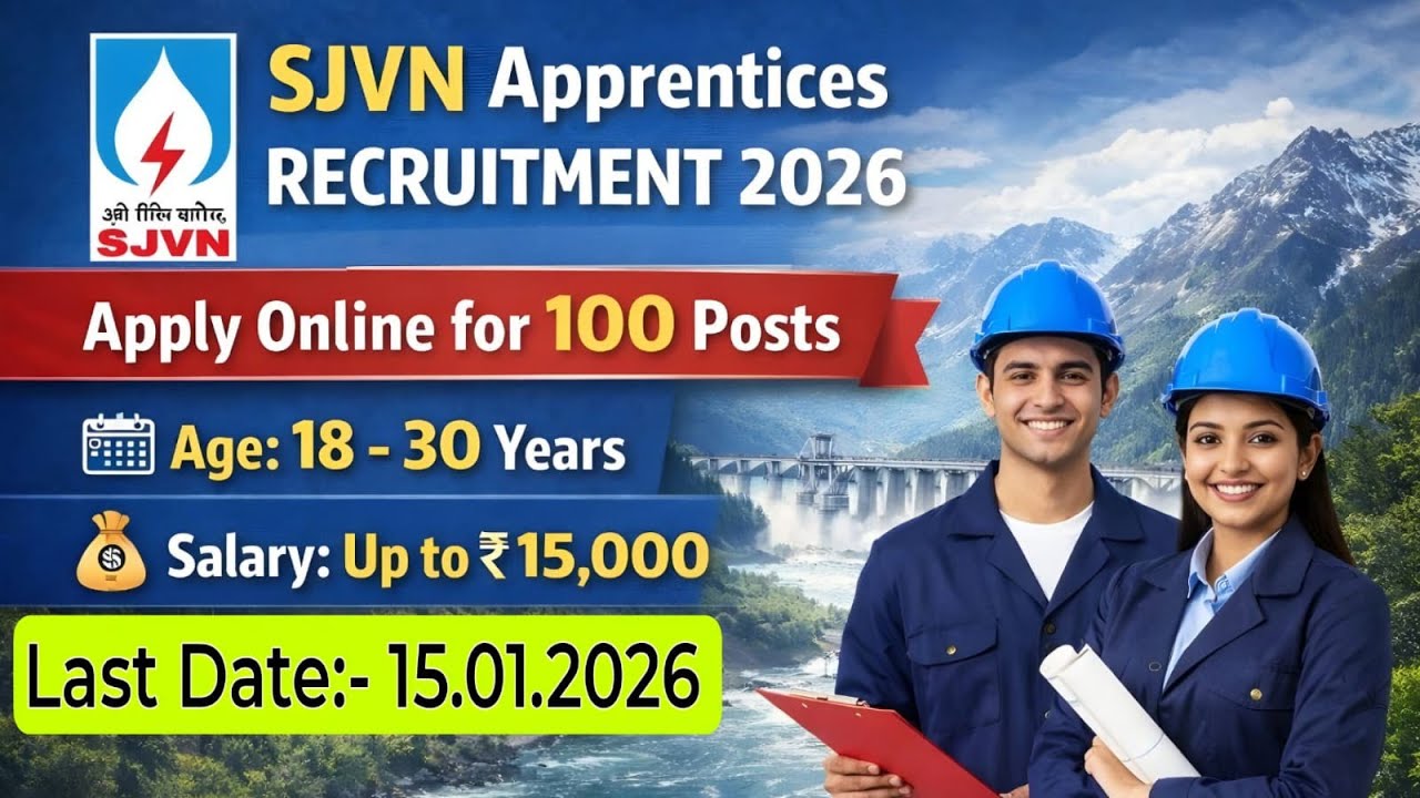 Latest Govt Job ।।SJVN Shimla Recruitment 2026।।SJVN Shimla Apprenticeship Recruitment 2026