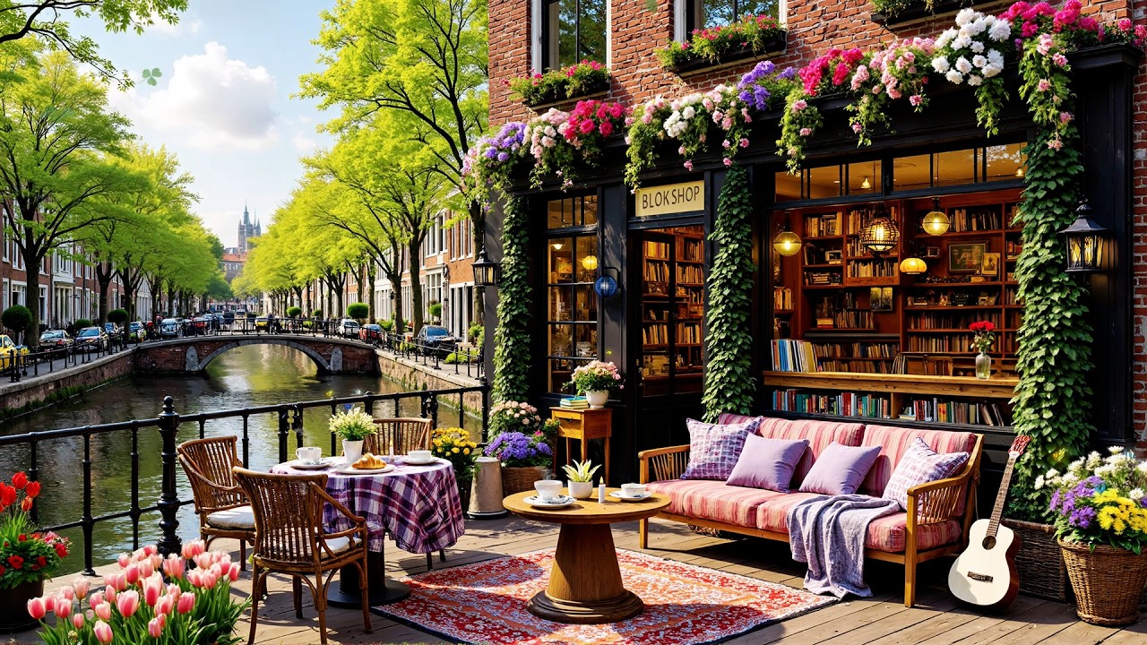 Gentle Jazz Background for Work🪷🪶Spring Coffee Shop Ambience ~ Calm Instrumental Jazz Music💐